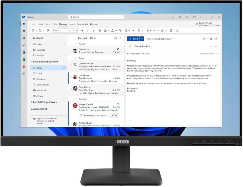 Lenovo ThinkVision 23.8'' 64B5KAT1TK 4 ms 100 Hz Full HD IPS Monitör