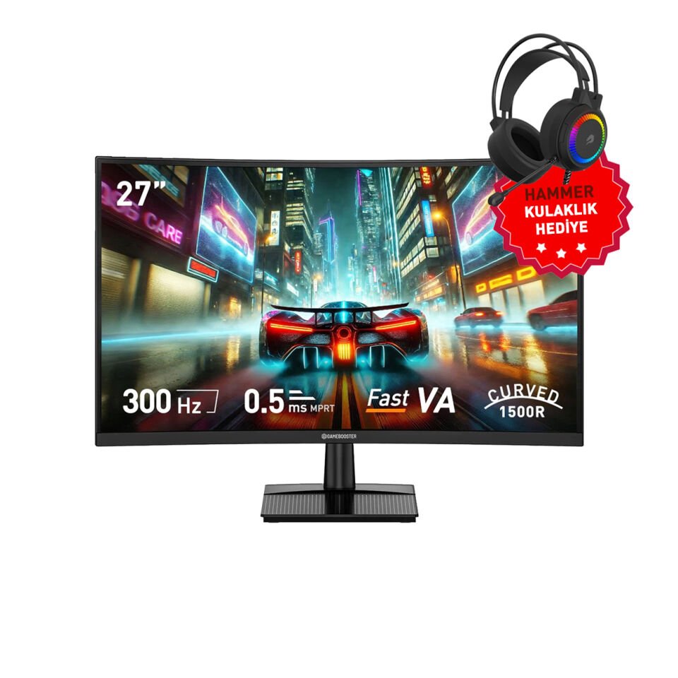 GameBooster GB-27C300FF  300Hz 0.5ms Gaming Monitör +GB H02B Hammer Rainbow Kulaklık Hediye!
