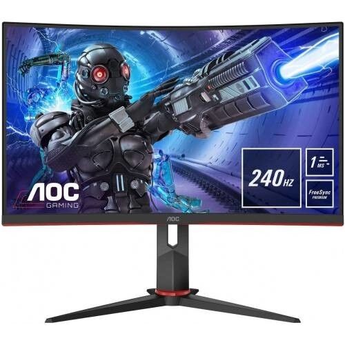 AOC C32G2ZE/BK 31.5 inc 1Ms 240Hz HDMI LED Black/Red Curved Oyuncu Monitor(Ölü Pixel)