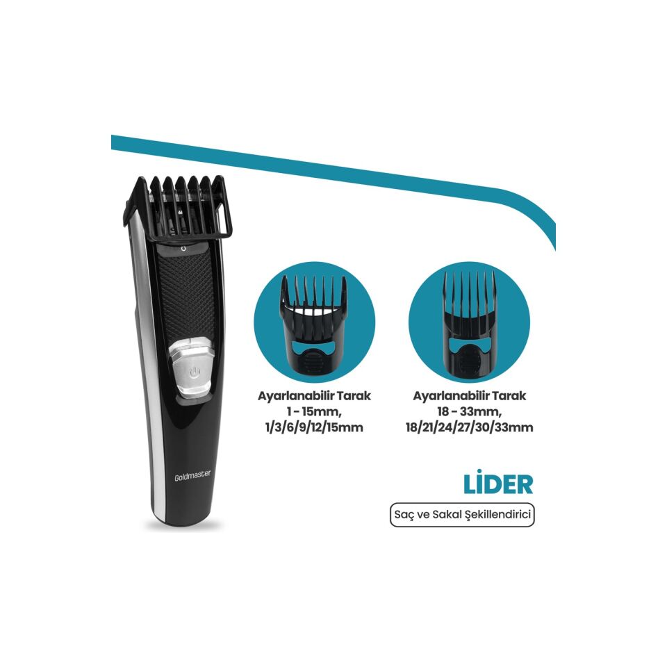 GoldMaster Lider GM 8185 Çelik Başlıklı Saç Sakal Şekillendirme Makinesi