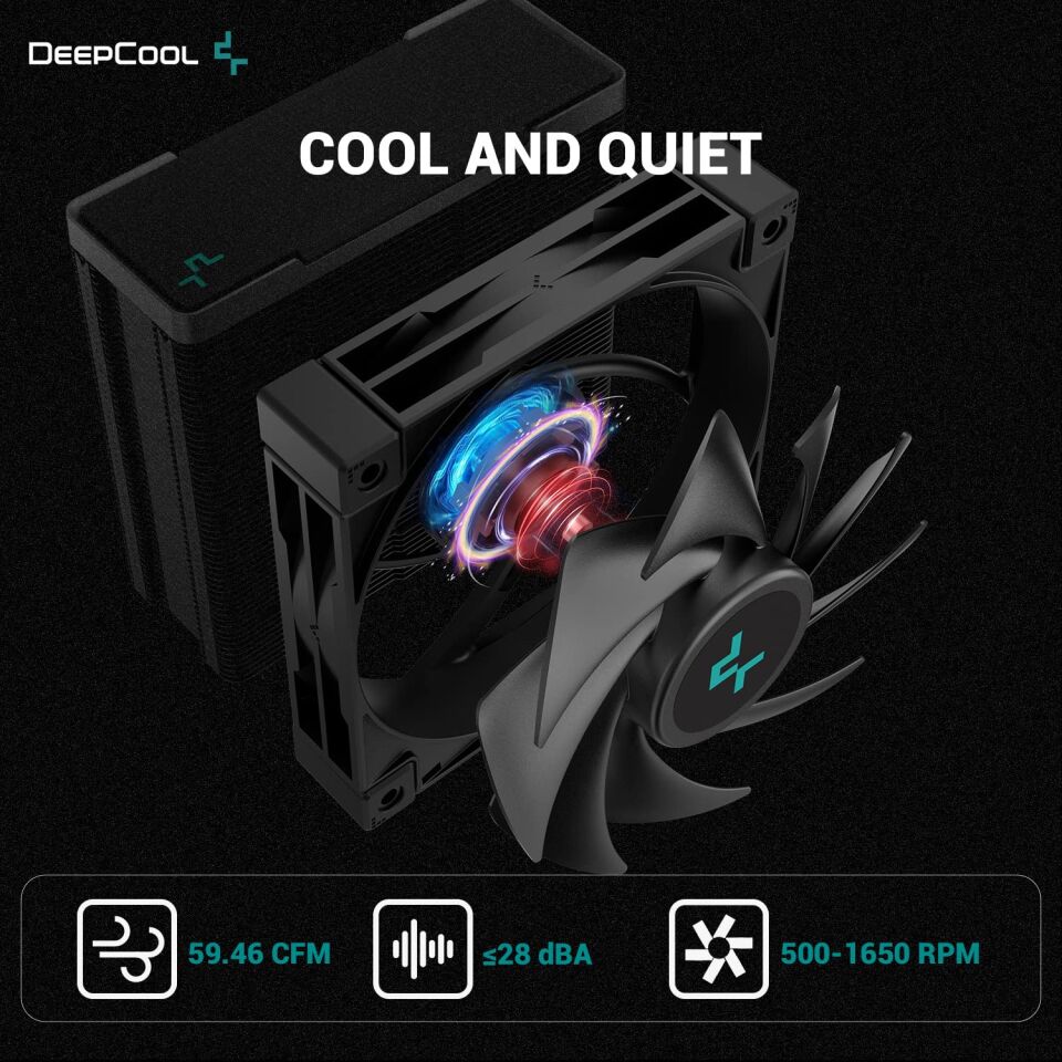 DeepCool AK400 Zero Dark Plus 120mm Intel(1700p)-AMD Uyumlu Hava Soğutucu