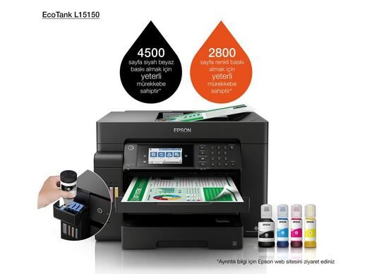 EPSON EcoTank L15150 Baskı, Tarama, Kopya, Faks ( USB, Ethernet, WiFi, Wi-Fi Direct ) A3 Çok Fonksiyonlu Yazıcı