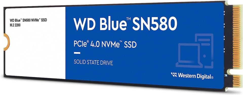 WD 500GB Blue SN580 WDS500G3B0E Nvme Gen4 4000MB/S 3600MB/S SSD Disk