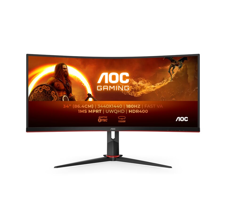 AOC 34 inc CU34G2XP/BK 1ms 180Hz FreeSync Premium WQHD VA Curved Gaming Monitör