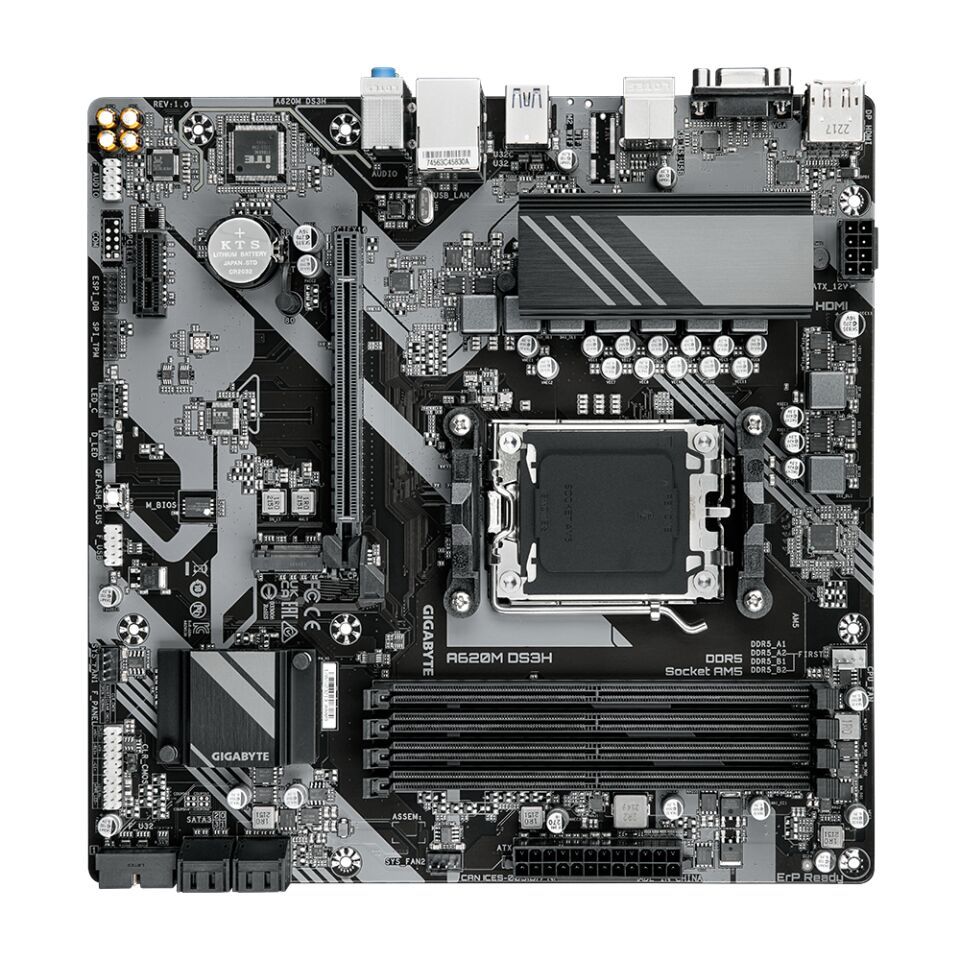 Gigabyte A620M DS3H 6400 Mhz (O.C) DDR5 Soket Am5 mAtx Anakart