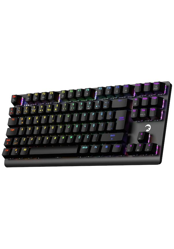 GamePower Eva 7 60M Mekanik Kablolu, 2.4GHz, Bluetooth, 3 Mod Blue Switch Türkçe Q 88 Tuş USB RGB Gaming Klavye