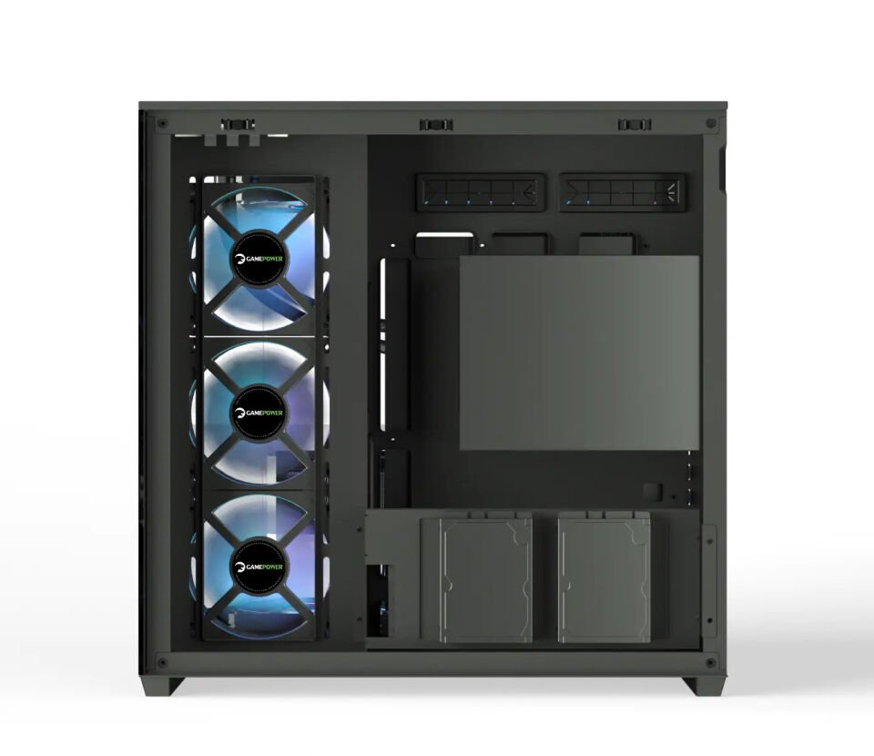 GamePower WarCry Edge 1x Black Fan Type-C Siyah Gaming Kasa