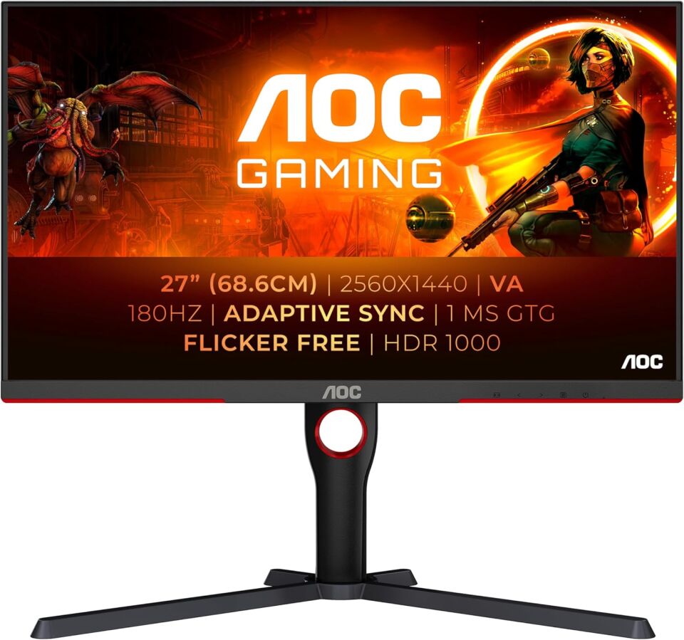 AOC 27'' Q27G3XMN 1 ms 180 Hz QHD 2K Adaptive-Sync Gaming Monitör(Ölü Pixel)