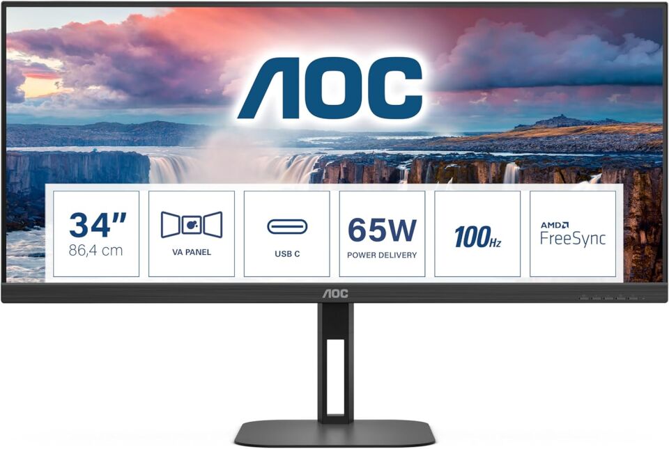 AOC 34'' U34V5C 1ms 100Hz WQHD HDMI DP Monitör(Ölü Pixel)