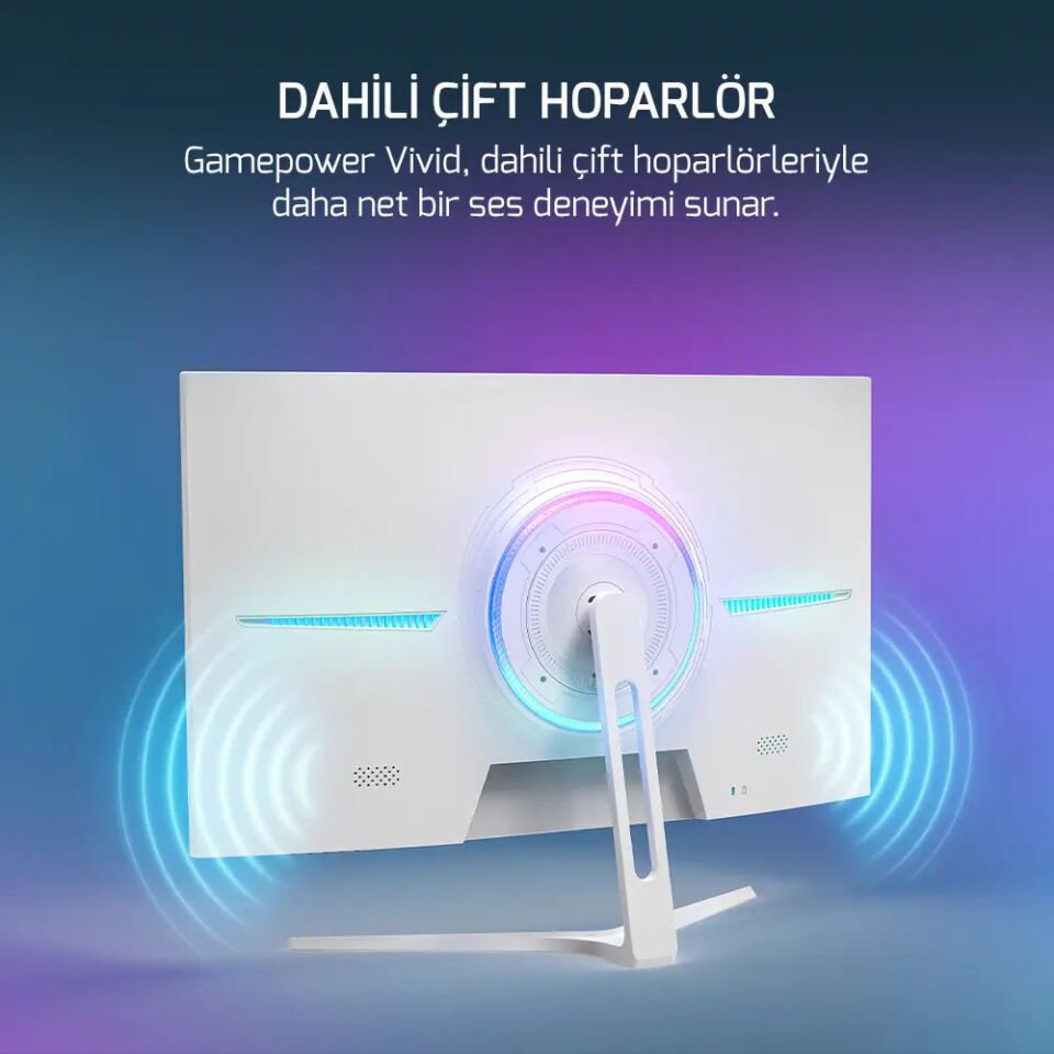 GamePower Vivid T50 27″ 1500R Curved RGB 200Hz 0.5ms FHD 2x2W Speaker VA Beyaz Gaming Monitör (Sıfır Ölü Piksel Garantili)