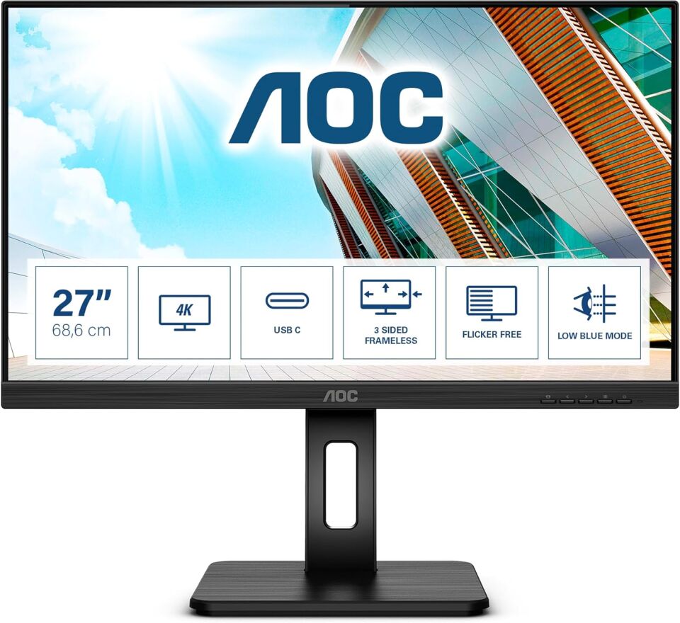 AOC U27P2CA 27'' 60Hz 4Ms USB-C UHD Adaptive-Sync IPS Pivot Vesa Monitör(Ölü Pixel)