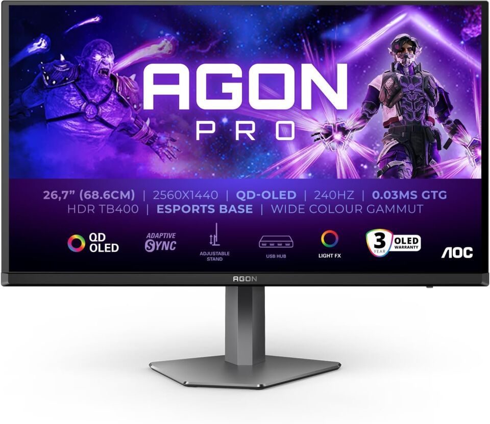 AOC AGON PRO 26.7'' AG276QZD2 240Hz 0.03ms HDMI DP Pivot HDR Gaming Monitör (Ölü Pixel)