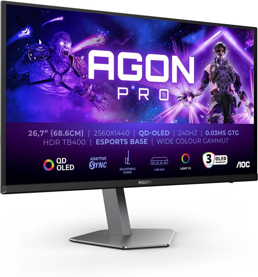 AOC AGON PRO 26.7'' AG276QZD2 240Hz 0.03ms HDMI DP Pivot HDR Gaming Monitör (Ölü Pixel)