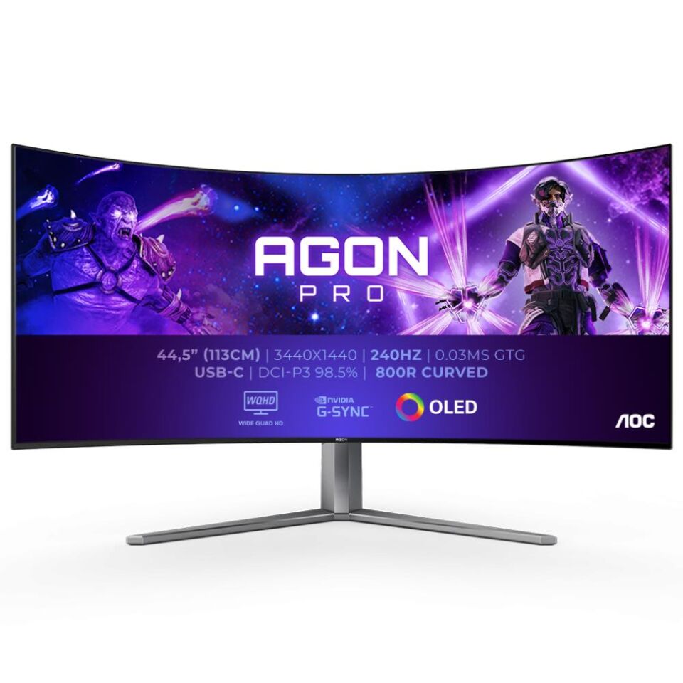 AOC AGON PRO AG456UCZD 44.5'' 240Hz 0.03ms HDMI DP USB-C 3.2 FreeSync Premium G-Sync HDR10 WQHD OLED Curved 800R Gaming Monitör