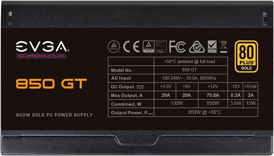 EVGA SuperNOVA GT 850W 80+ Gold Full Modüler 135mm Fanlı PSU