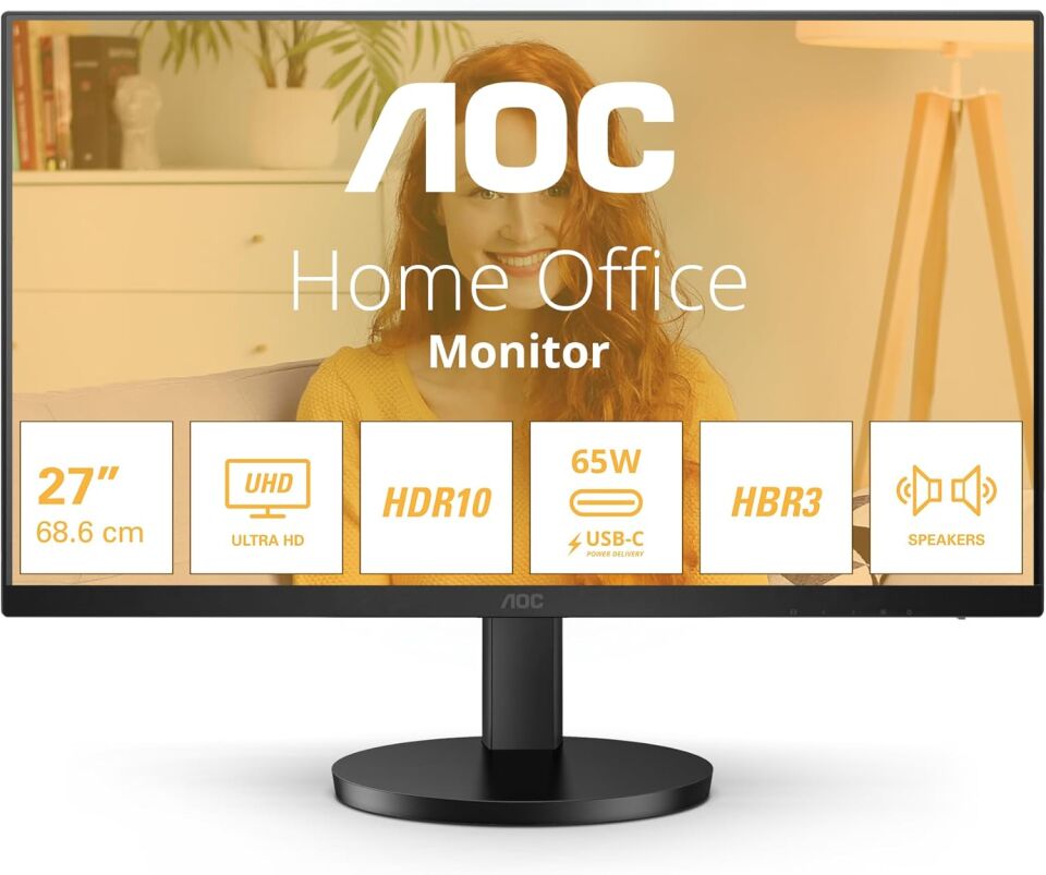 AOC 27'' U27B3CF 4ms 60Hz USB UHD IPS Type-C 4K Adaptive-Sync Monitör
