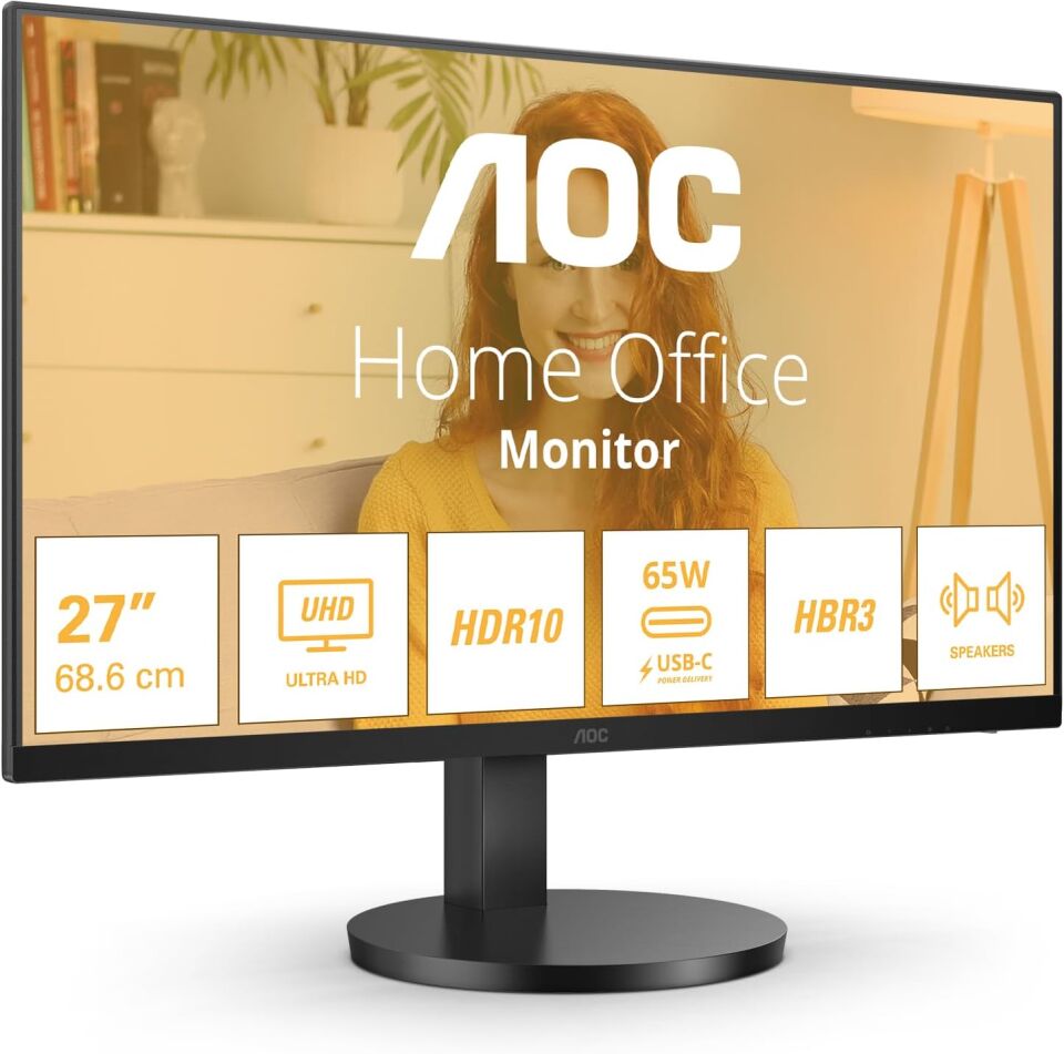 AOC 27'' U27B3CF 4ms 60Hz USB UHD IPS Type-C 4K Adaptive-Sync Monitör