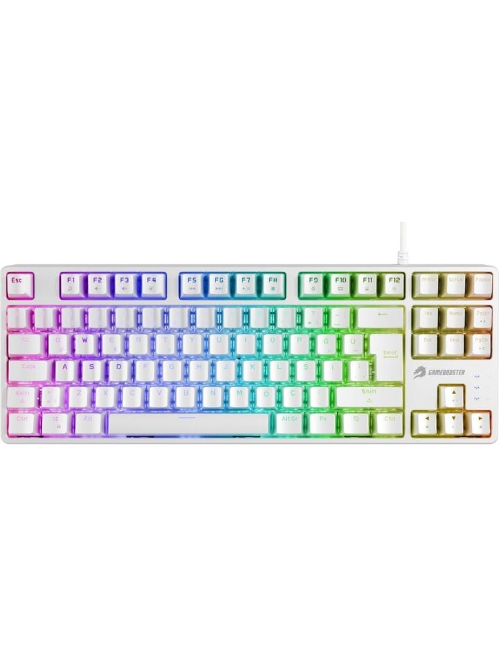 GameBooster G23W Enigma TKL Rainbow Aydınlatmalı Red Switch Mekanik Beyaz Oyun Klavyesi