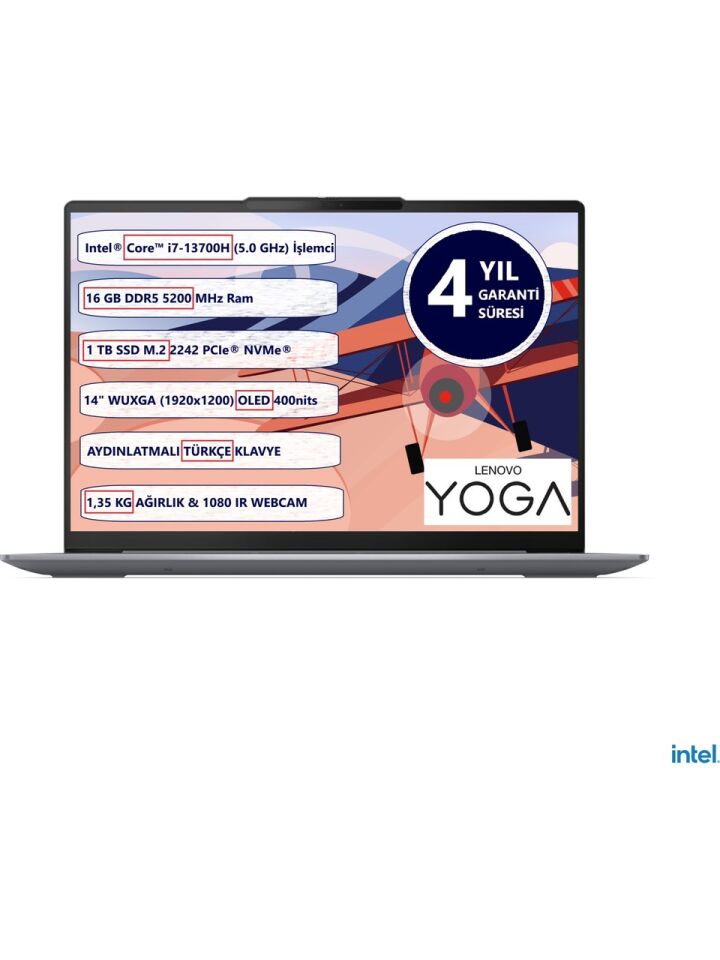 Lenovo Yoga Slim 6 83E0005YTR 14IRH8 Core™ I7-13700H 16GB 1tb SSD 14'' OLED Freedos Taşınabilir Bilgisayar