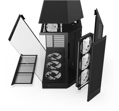 NZXT H9 Flow RGB+ 2025 CM-H92FB-P1 Dual-Chamber 7 RGB Fanlı ATX Siyah Bilgisayar Kasası