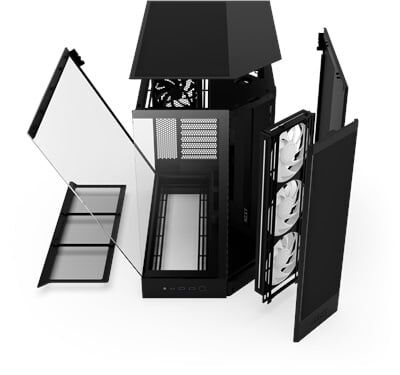 NZXT H9 Flow RGB 2025 CM-H92FB-R1 Dual-Chamber 3 RGB Fanlı ATX Siyah Bilgisayar Kasası