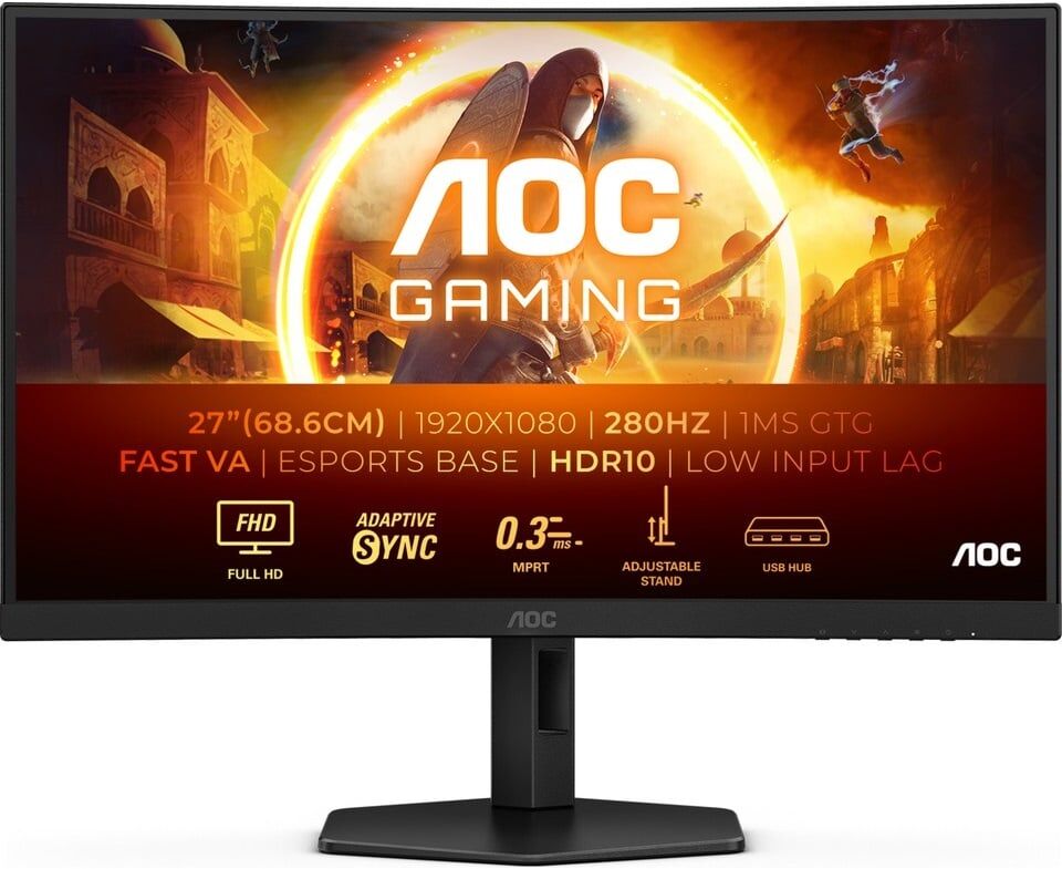 AOC 27'' C27G4ZXU 280Hz 1Ms Adaptive Sync Curved Gaming Monitör(Ölü Pixel)
