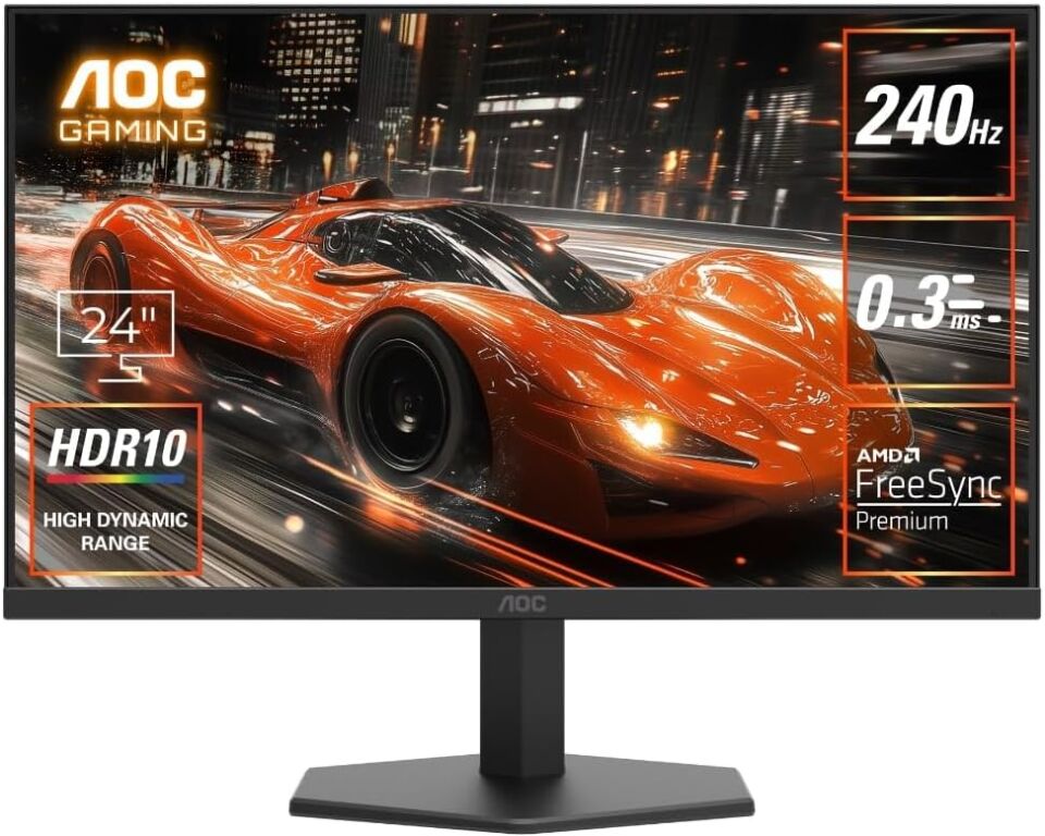 AOC 24G11ZE 23.8'' 240 Hz(OC) 0.3 ms FreeSync Full HD HDR 10 Fast IPS Oyuncu Monitörü