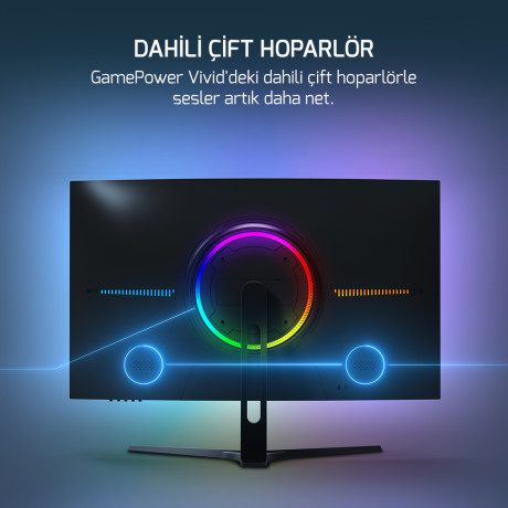 GamePower 27'' Vivid V80 Fast VA Panel Curved RGB 300Hz 0.5ms FHD 2x2W Speaker Gaming Monitör (Sıfır Ölü Piksel Garantili)