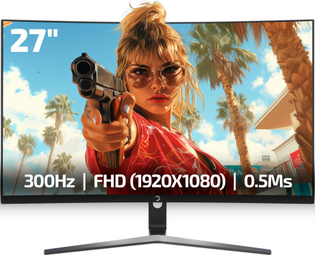 GamePower 27'' Vivid V80 Fast VA Panel Curved RGB 300Hz 0.5ms FHD 2x2W Speaker Gaming Monitör (Sıfır Ölü Piksel Garantili)